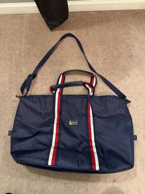 Tommy Hilfiger Navy Tote with Red & White Center Stripes